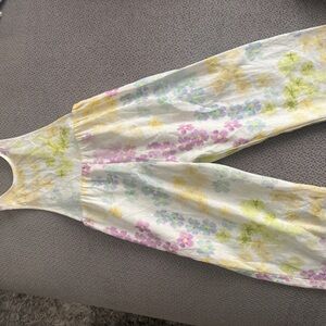 Zara Yellow and Purple One Piece Swimsuit with Watercolor Floral Design